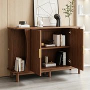 Credenza e madia con 2 ante scorrevoli, 3 vani e ripiano regolabile, per soggiorno, in MDF, noce, 140 × 40 × 88 cm