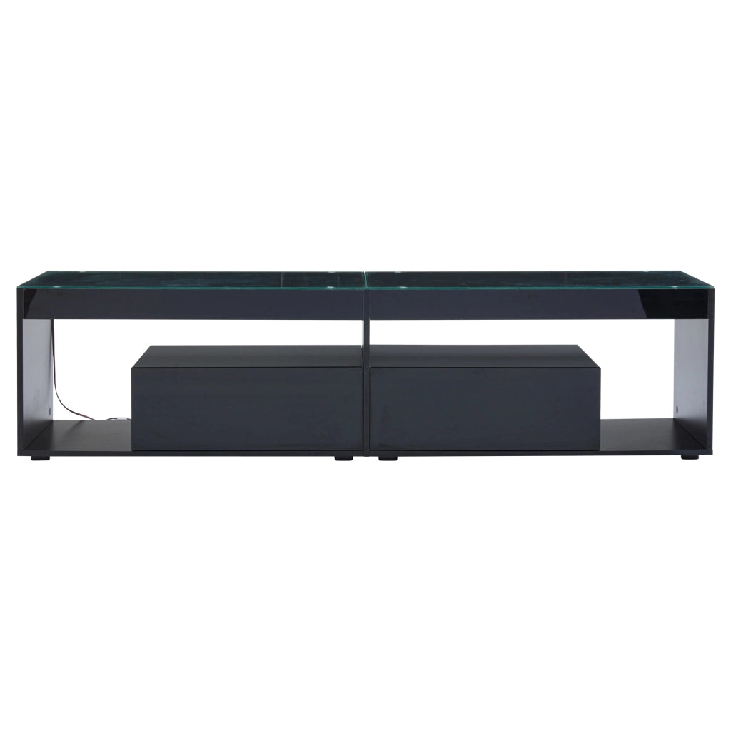 Mobile TV LED lucido - Zephmum- Fino a 70 pollici, 2 cassetti, nero