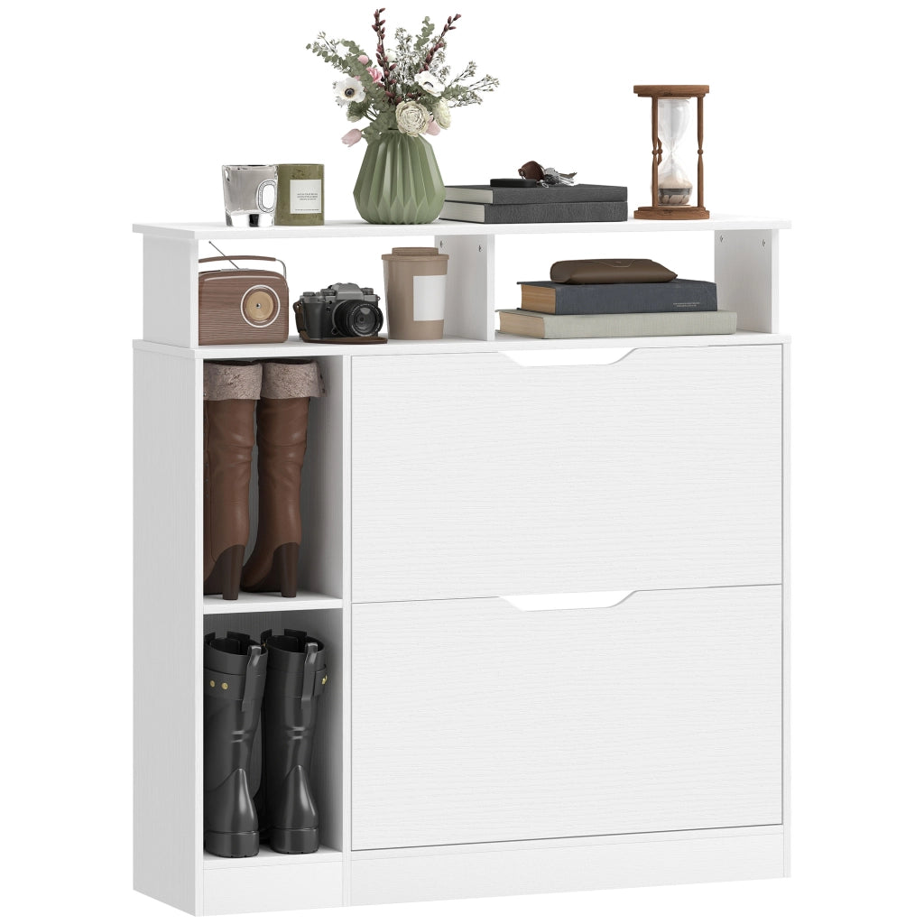 Scarpiera Stretto con Divisori Regolabili, Bianco