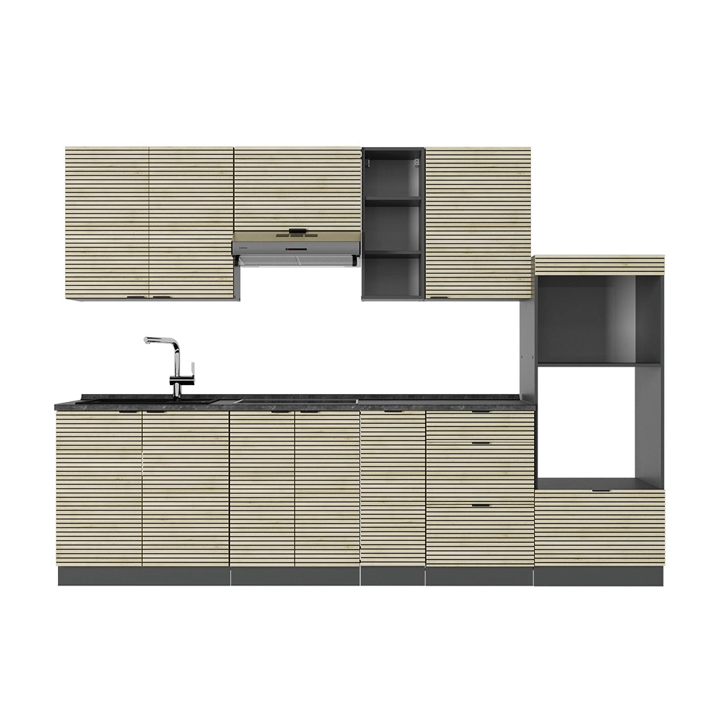 Cucina componibile Fame-Line Pannello in quercia/Antracite 280 cm, PL Antracite Vicco