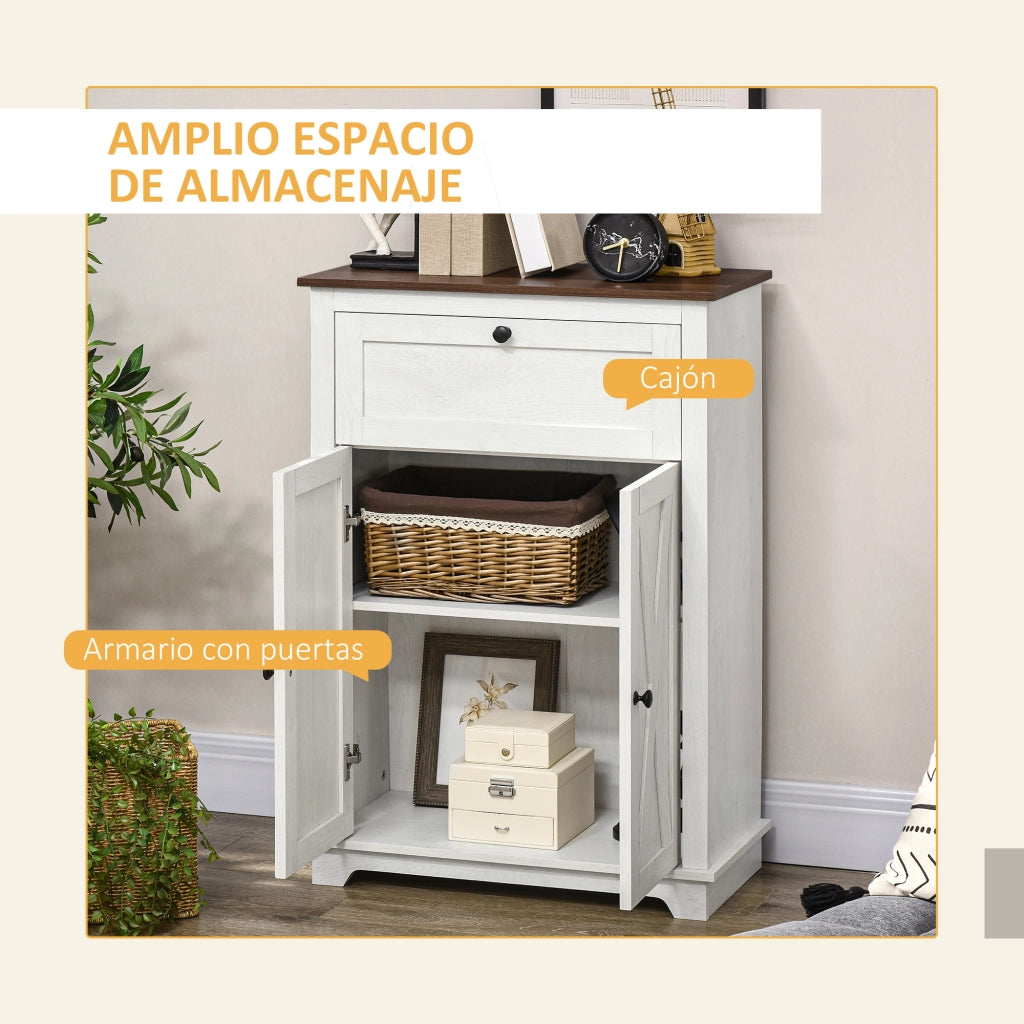 Armadio con ante e cassetti ¨C zephmum ¨C Bianco 60x30x87,4 cm
