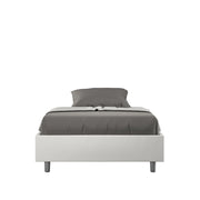 Letto matrimoniale francese contenitore imbottito 140x190 similpelle bianco Azelia