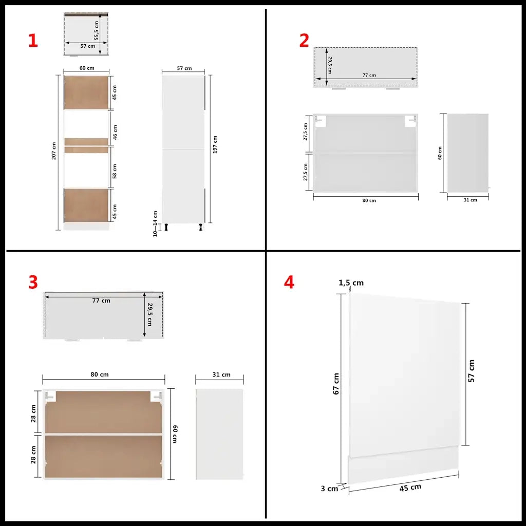 Set Armadi da Cucina 7 pz Bianco in Truciolato cod mxl 76429