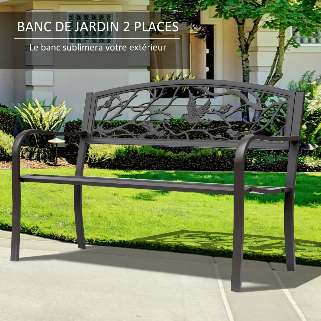 Banc de Jardin 3 Posti ¨C zephmum ¨C Marrone, Metallo, 127x60x85 cm