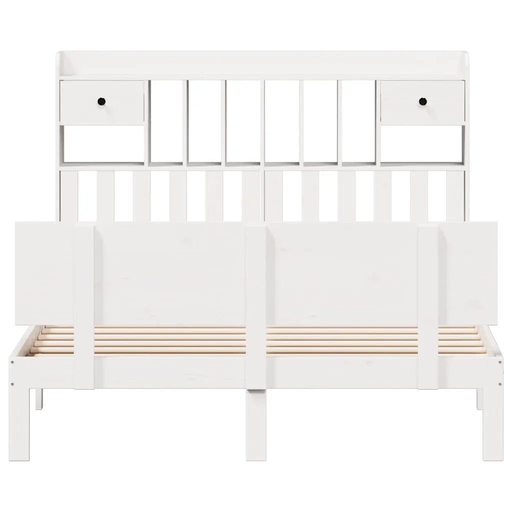 Letto Libreria senza Materasso Bianco 160x200 cm Legno di Pino 3322697