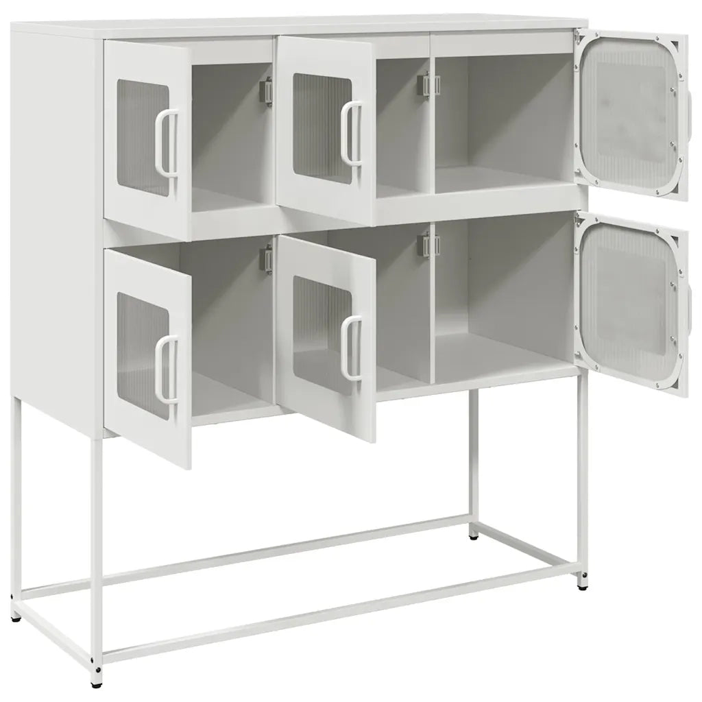 Credenza Bianca 100,5x39x107 cm in Acciaio Laminato a Freddo