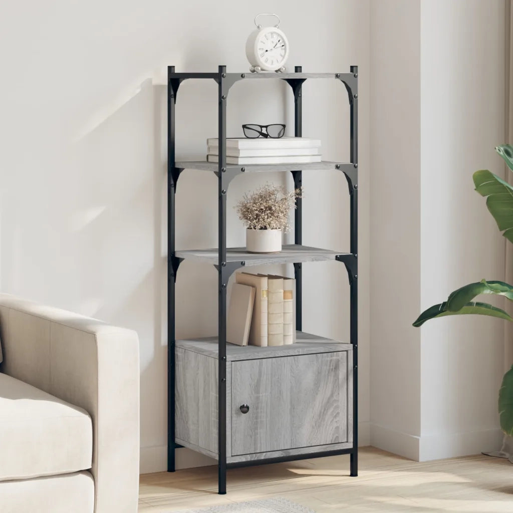 Libreria 3 Ripiani-Scaffale per Libri-Mobile di Stoccaggio Grigio Sonoma 41x30x109,5cm Legno Multistrato