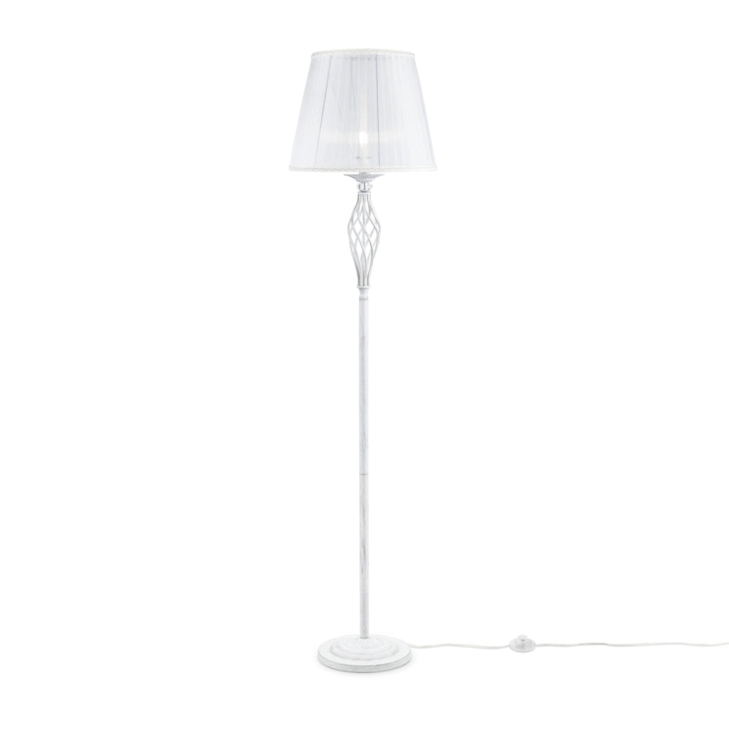 Maytoni Lampada da terra Shabby Chic Grace 1 luce E14 bianco metallo diffusore organza