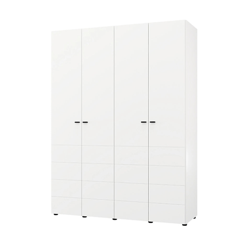 Armadio Camera da Letto Soris, Guardaroba Grande Appendiabiti, 155x208h cm Bianco Opaco