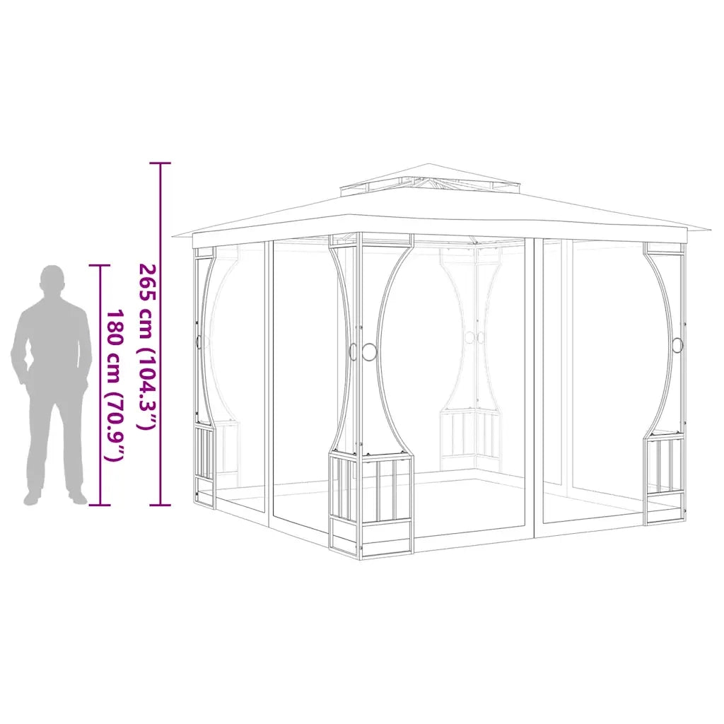 Gazebo con Rete 300x300x265 cm Antracite 48597