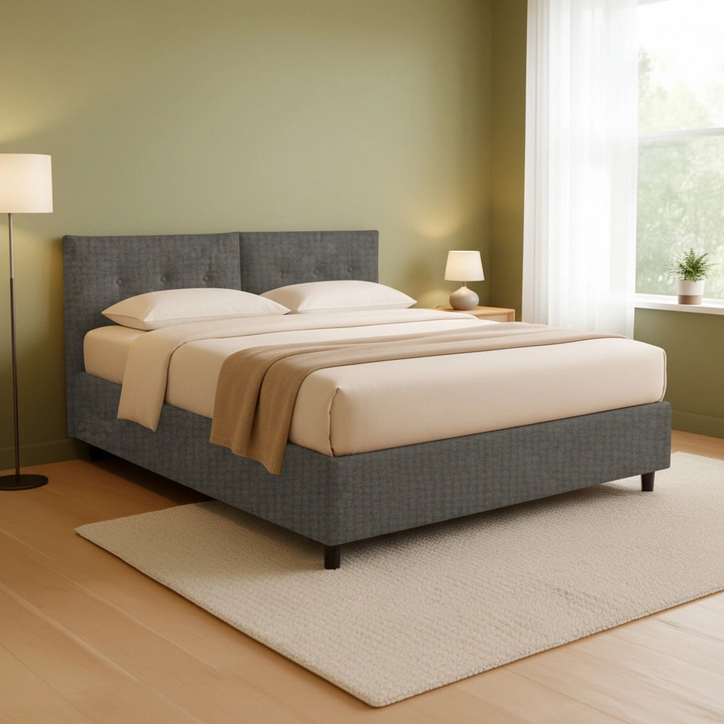 Bath, Letto Matrimoniale Sfoderabile Made in Italy, Grigio Tortora