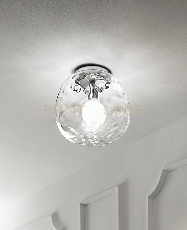 Plafoniera vetro trasparente e cromo lucido Skin 1 luce attacco E27 d.30cm