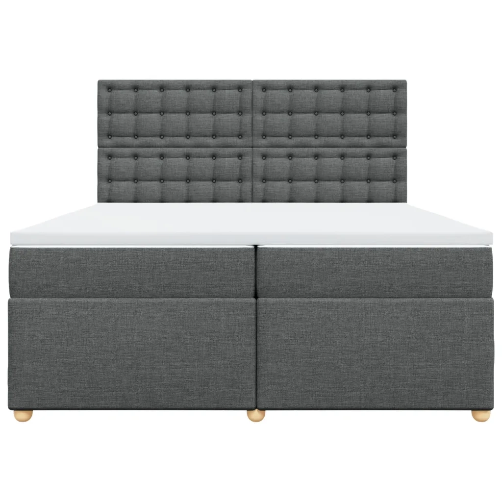 Giroletto a Molle con Materasso Grigio Scuro 200x200 cm Tessuto 3291402