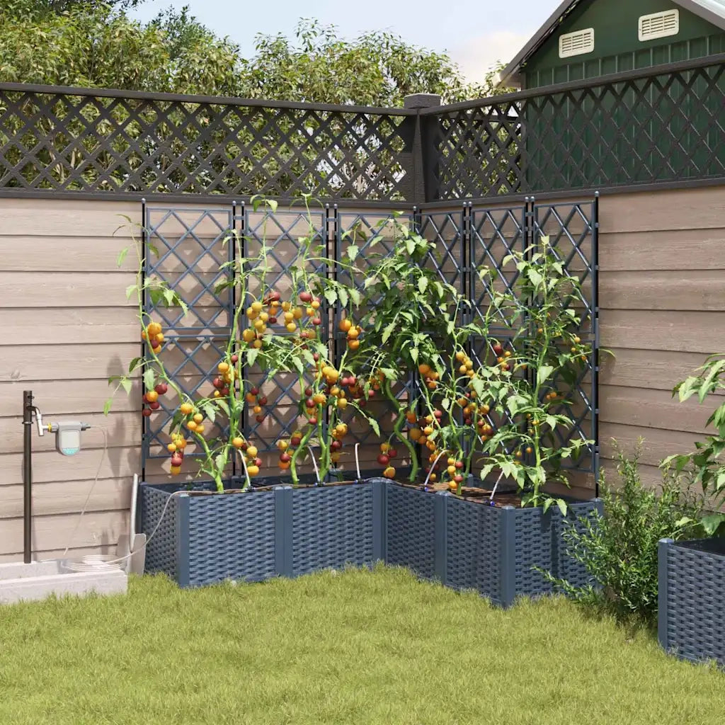 Vaso da giardino 5 pz-Set di 5 Fioriera da Esterno-Contenitore per Piante Grigio Acciaio