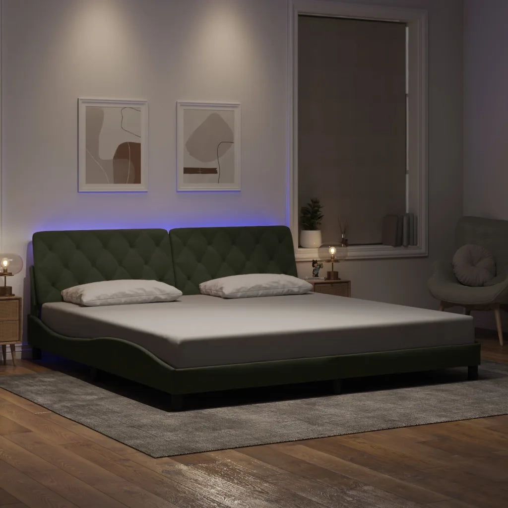 Giroletto con LED senza Materasso Grigio Chiaro 200x200 cm in Velluto