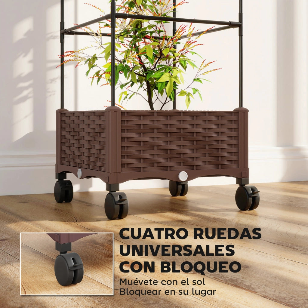 Vaso per piante con griglia e ruote ¨C zephmum ¨C 40x40x165 cm marrone