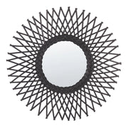 Specchio da parete in rattan Nero 60 cm Boho Forma di Sole Ganci di montaggio Soggiorno Camera da letto
