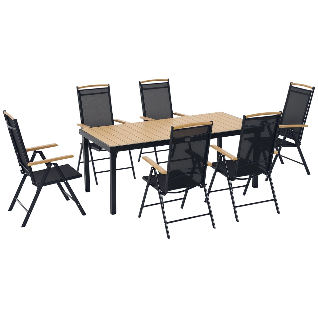 Set Sedie da Giardino Pieghevoli ¨C zephmum ¨C Nero, Texteline, 7 Pezzi
