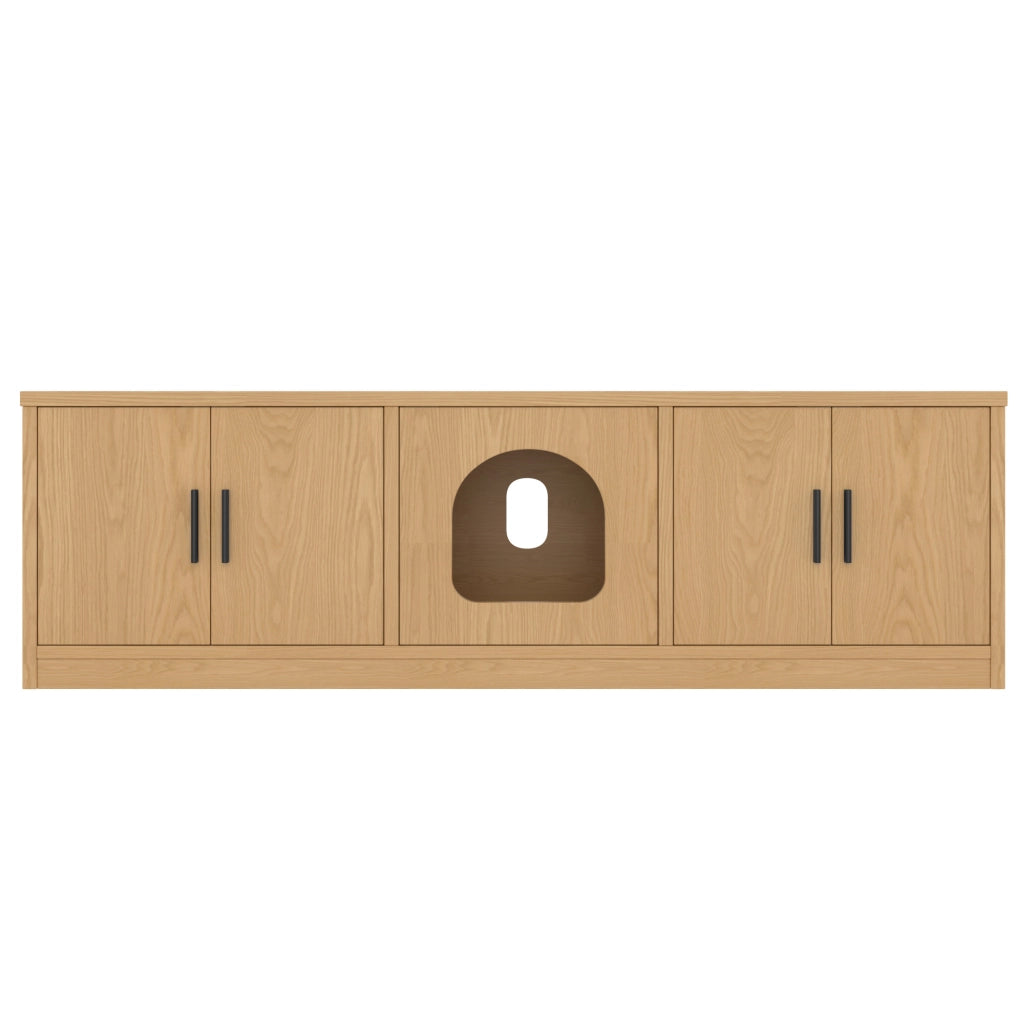 Mobile per gatti 140x40x45.5 cm 4 in 1 con ventilazione e tappetino graffi; truciolare; rovere