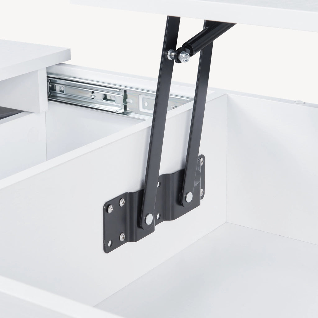 Tavolino da Salotto Flesen con Piano Sollevabile e Scomparti 92 x 52 x 41 cm - Bianco [en.casa]
