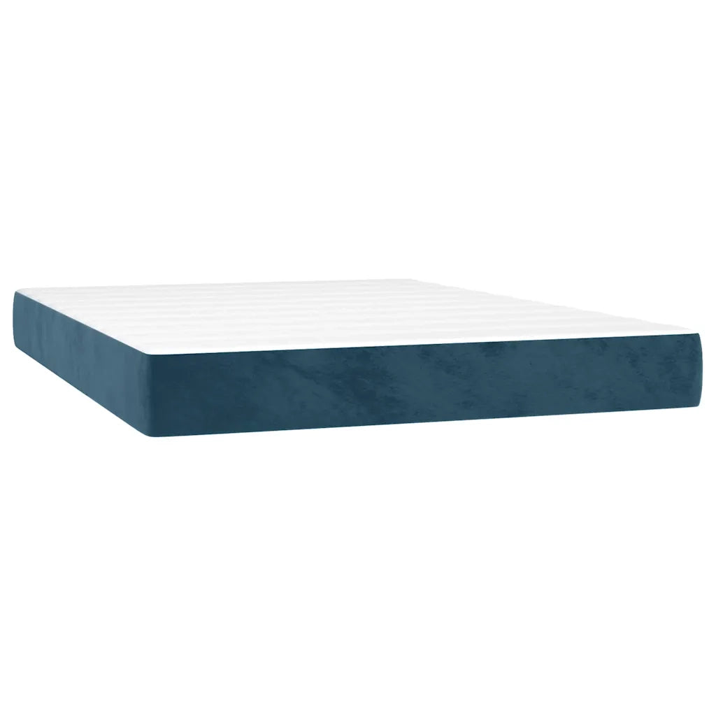 Letto a Molle con Materasso e LED Blu Scuro 140x200 cm 3139749