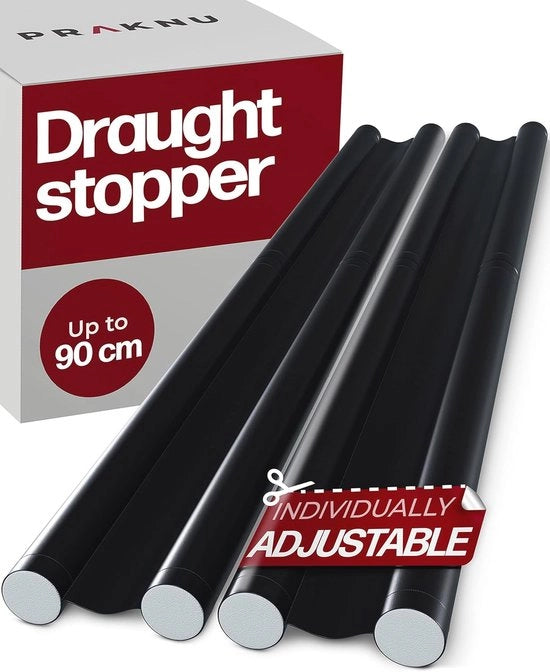 Tochtstrip per porte fino a 90 cm - Isolazione doppia faccia - Economica in energia e taglio personalizzato - Facile da pulire - Nero