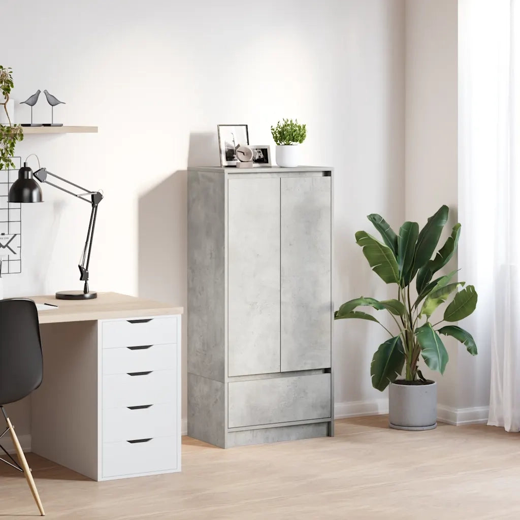 vidaXL Armadio con Cassetto Grigio Cemento 55,5x34x119,5 cm Truciolato
