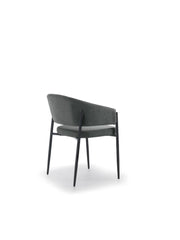 Sedia da interni Maya con braccioli, struttura in metallo antracite e seduta in tessuto Easy-Clean grigio scuro - Design Elegante