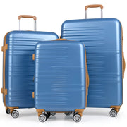 Set di valigie con maniglia telescopica in alluminio e ruote piroettanti, Set da 3 valigie rigide espandibili Blu scuro-Bagagli e borse