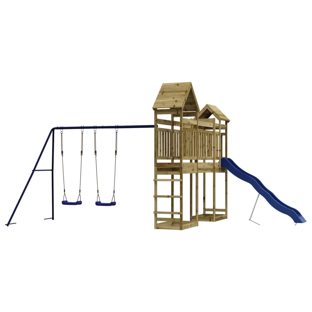 Altalene per parco giochi all'aperto scivolo altalene robuste giochi da giardino 492 x 358 x 238 cm legno di pino impregnato 02_0004702