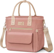 Lunchtas deluxe per donne con disegno di fiori rari - Grande termos, con isolamento, con più tasche e cinturino rimovibile per lavoro/pic nic Regali di Natale per donne