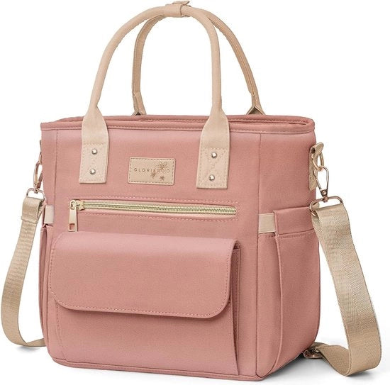 Lunchtas deluxe per donne con disegno di fiori rari - Grande termos, con isolamento, con più tasche e cinturino rimovibile per lavoro/pic nic Regali di Natale per donne