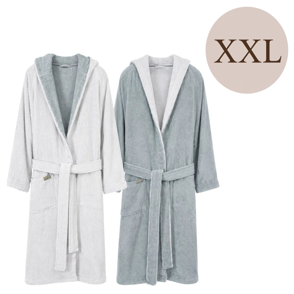 Sekate, Accappatoio 100% Cotone con Cappuccio Reversibile, Grigio Chiaro