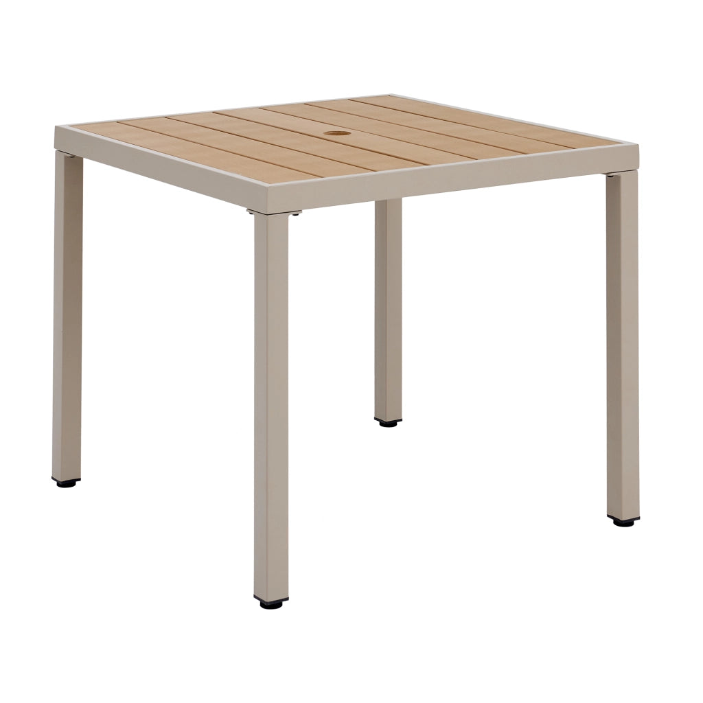 TAVOLO da esterno 84 x 84 x 74,5 cm in ferro zincato e legno plastico khaki