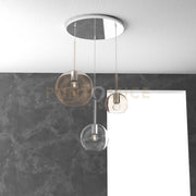 SOSP. CROMO TONDA 3 LUCI VETRI 1 GRANDE AMBRA+1 MEDIO TRASPARENTE+1 PICCOLO AMBRA 1155CR-S3 TMIX-TA