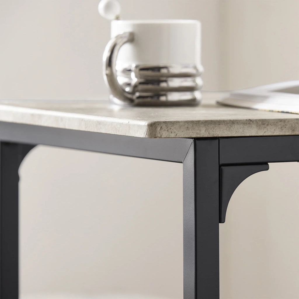 Set 3 Pezzi Tavolo con 2 sgabelli Mobile Bar per casa Stile Industriale Grigio, L80*P50*A88cm, Grigio OGT10-HG