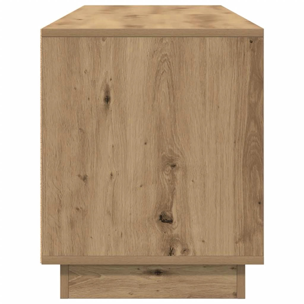 Mobile porta TV dal design elegante con illuminazione a LED e spazio di archiviazione 160,5 x 41 x 50 cm realizzato in legno di rovere ingegnerizzato finitura artigianale 02_0055837