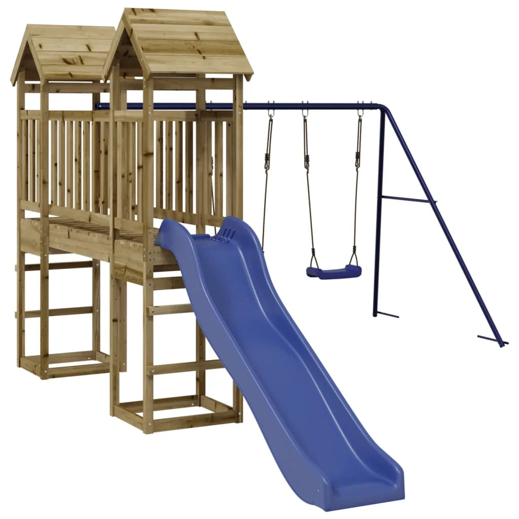 Altalene per parco giochi all'aperto scivolo altalene robuste giochi da giardino 308 x 461 x 207 cm legno di pino impregnato 02_0004828