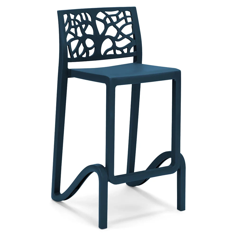 Set 4 sgabelli in polipropilene TETI altezza seduta 75cm, impilabile, idrorepellente, resistente ai raggi UV, design moderno e innovativo, ideale per la cucina, la veranda o giardino colore Petrolio