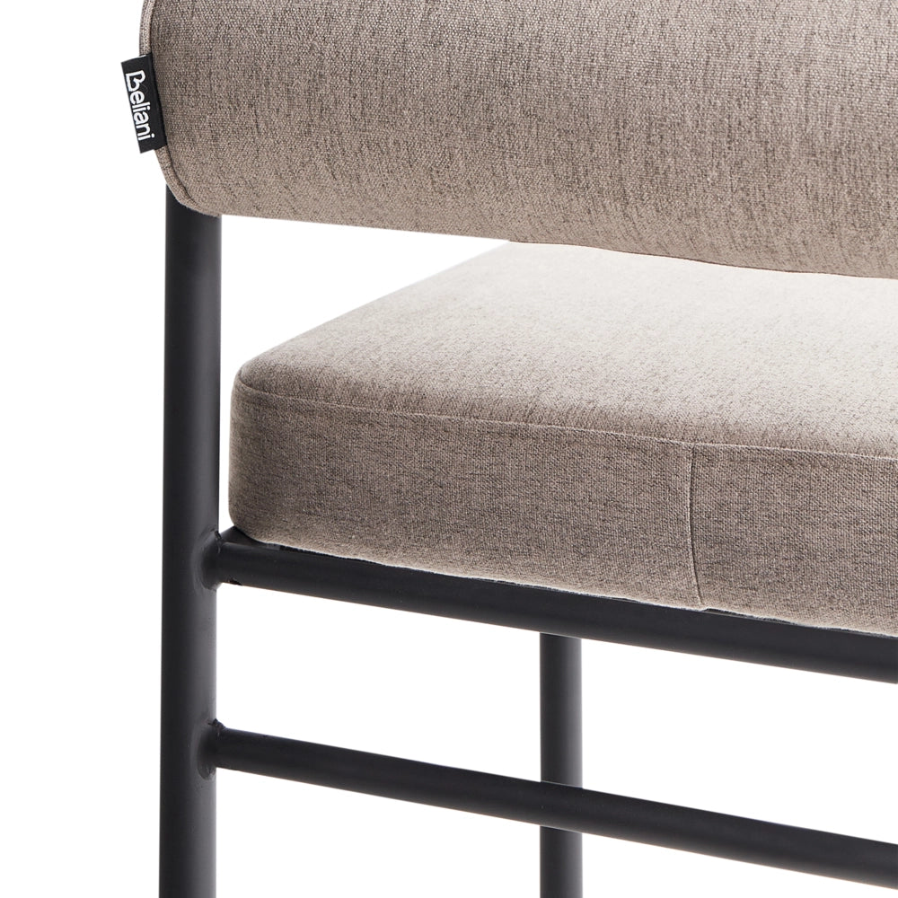 Set di 2 sgabelli da bar moderni con rivestimento in poliestere taupe gambe in metallo nero senza braccioli e schienale avvolgente