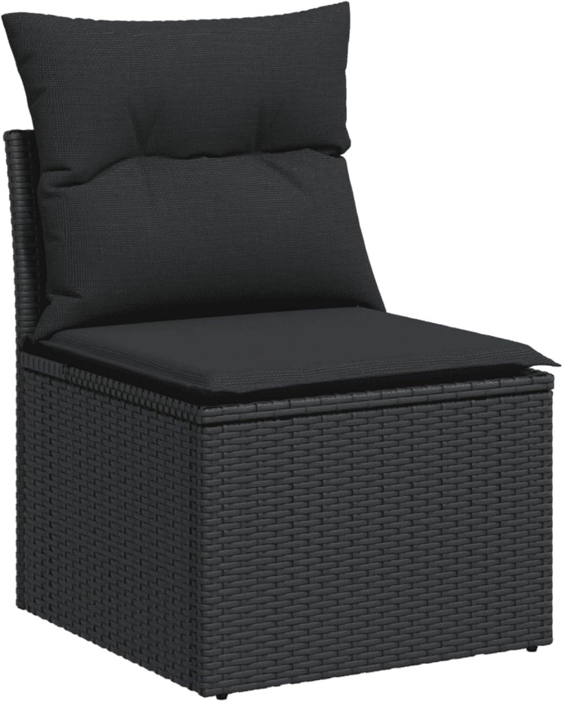 LAPOOH Set da pranzo da giardino 7 pezzi e cuscini in rattan sintetico nero, Set Tavolo e Sedie Giardino, Tavolo e Sedie Terrazza, Mobili da giardino Esterni, Set di mobili da giardino - 3265521