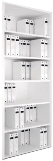 Armadio a giorno da ufficio in legno con 5 ripiani cm. 90x31,7x232,8h