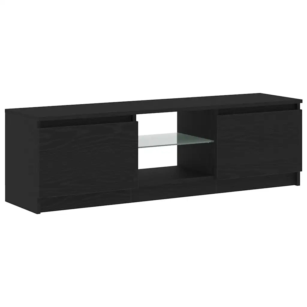 Mobile Porta TV con LED Rovere Nero 120x30x36 cm Multistrato
