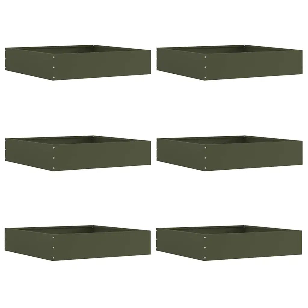 Bordura per Prato 6 pcs Verde oliva 60 x 60 x 13 cm Acciaio 874737