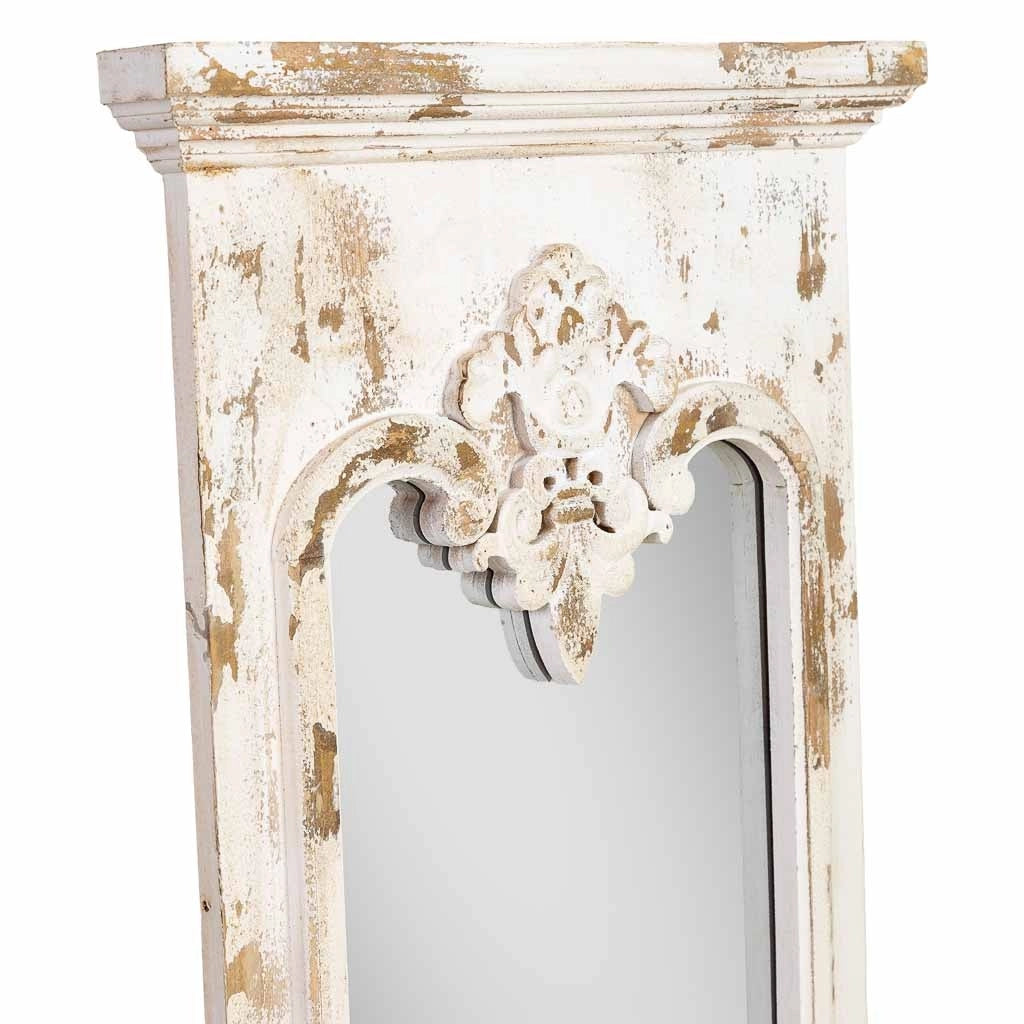 Specchio da parete bianco invecchiato 55x5,5x149h cm