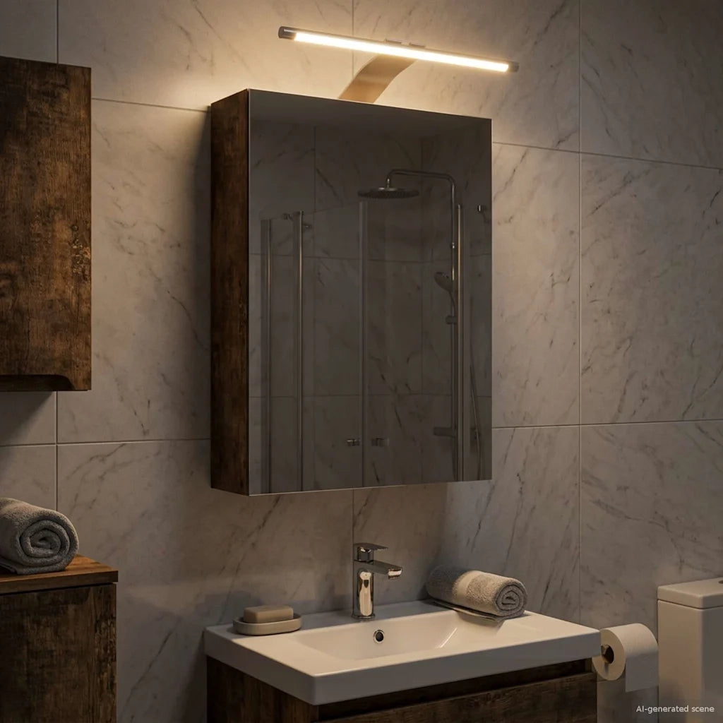 Mobiletto per specchio da bagno Rovere fumé 30 x 10,5 x 50 cm