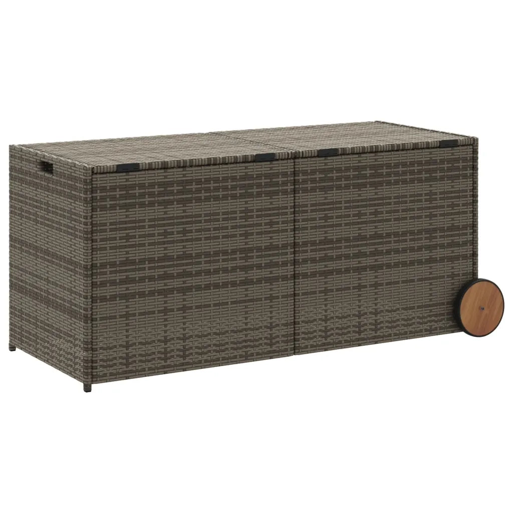 Contenitore da Giardino con Ruote Grigio 283L in Polyrattan 365318