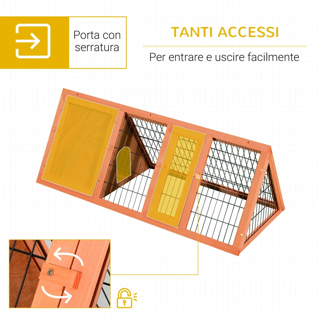 Gabbia per Conigli in Legno di Abete 118x50x45 cm