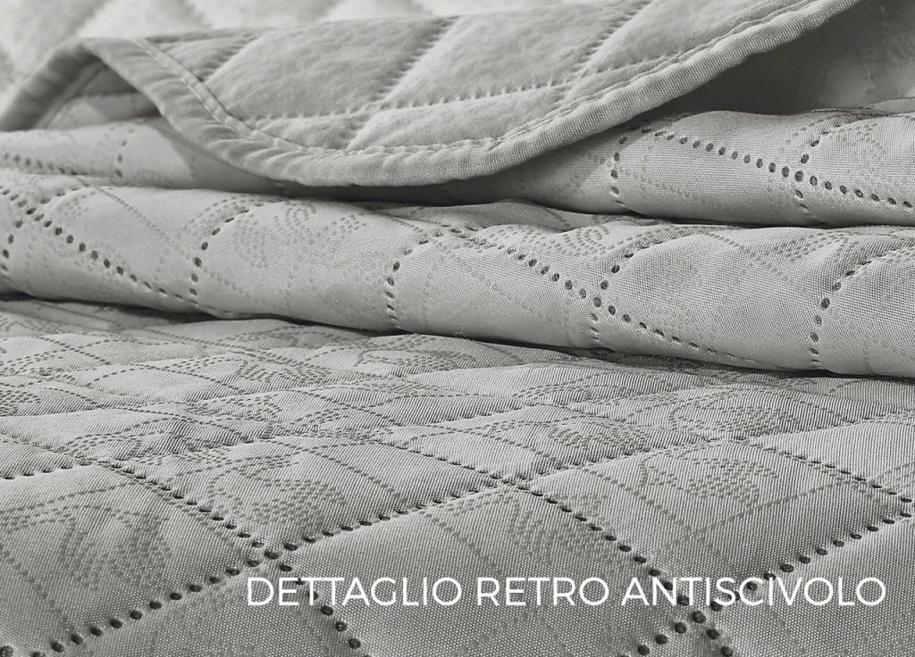 Copridivano Penisola Antimacchia Antiscivolo Trapuntato Imperiale Grigio - 190 - Destra