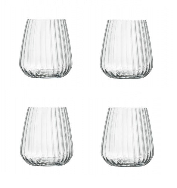 Set 4 Bicchieri da Tavola Optica Stemless in Vetro 45 cl Luigi Bormioli
